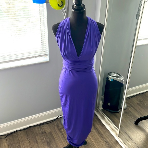NWOT Moda International Multi-wrap Purple Dress - Picture 2 of 8